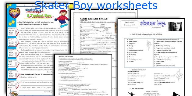 Skater Boy worksheets