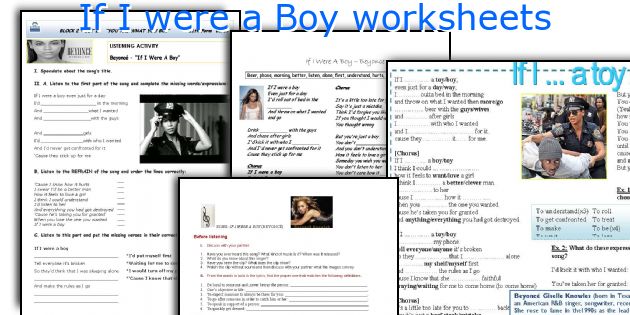 If I were a Boy worksheets