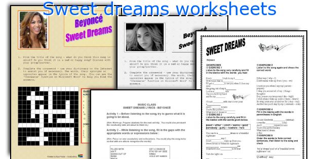 Sweet dreams worksheets