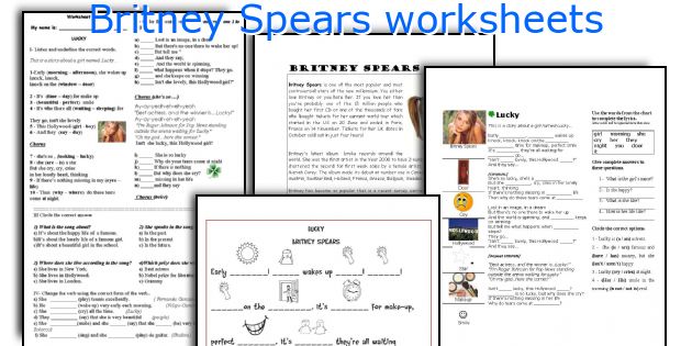 Britney Spears worksheets