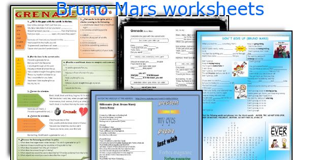 Bruno Mars worksheets