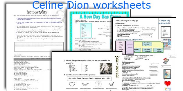 Celine Dion worksheets