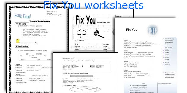 Fix You worksheets