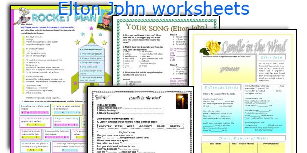 Elton John worksheets