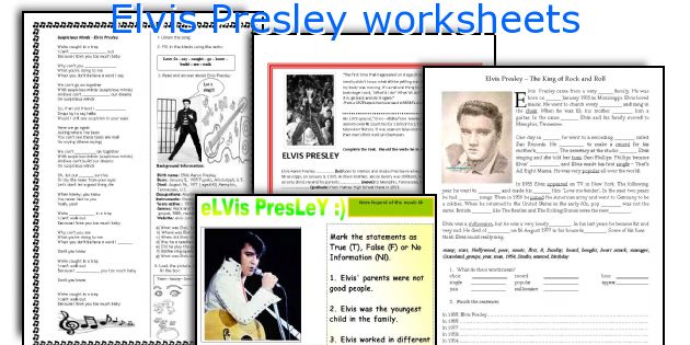 Elvis Presley worksheets