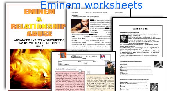 Eminem worksheets