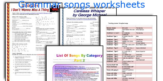 Grammar songs worksheets