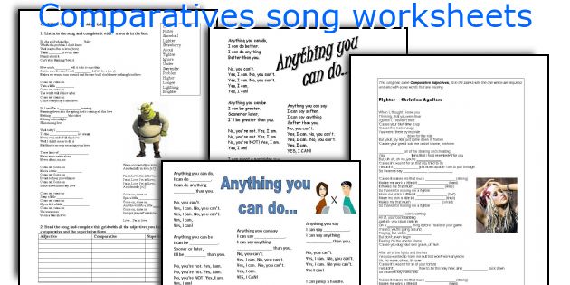 Comparatives song worksheets