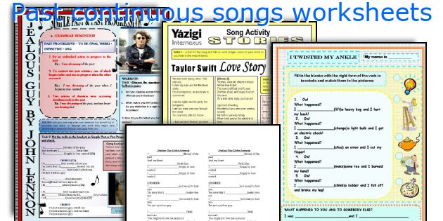 Past continuous songs worksheets
