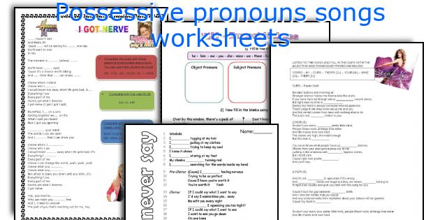 Possessive pronouns songs worksheets