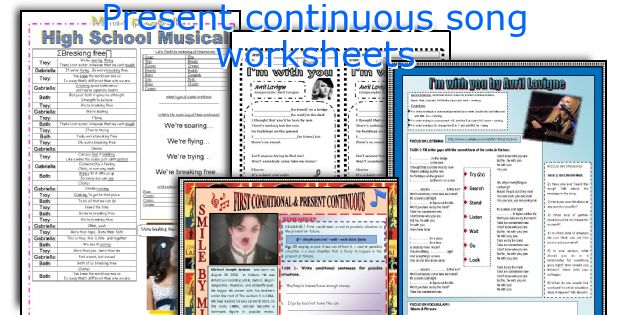 Present continuous song worksheets