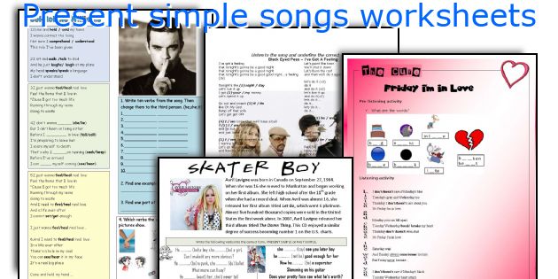 Present simple songs worksheets