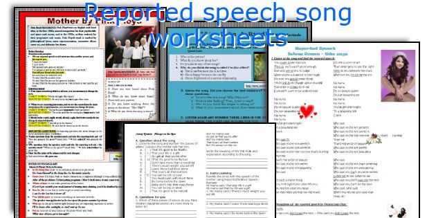 Reported speech song worksheets