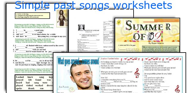 Simple past songs worksheets