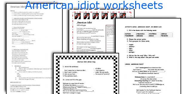 American idiot worksheets