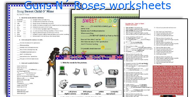 Guns N Roses worksheets