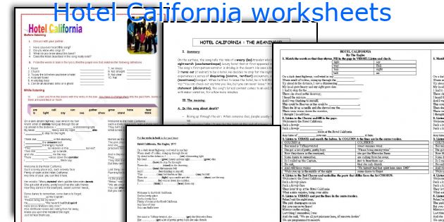 Hotel California worksheets