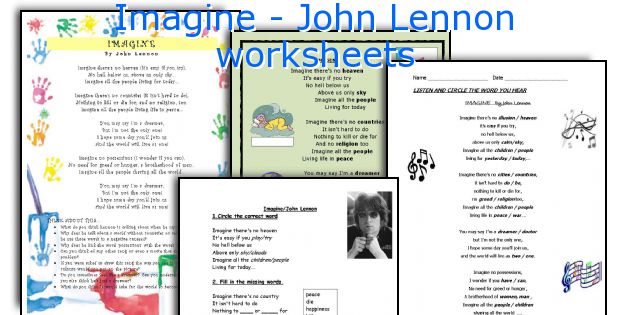 Imagine - John Lennon worksheets