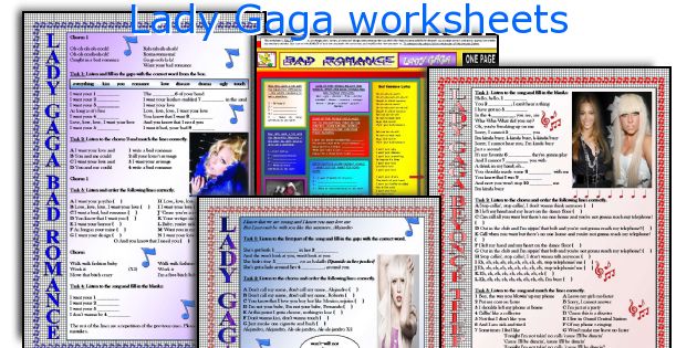 Lady Gaga worksheets