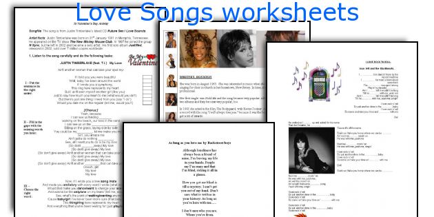 Love Songs worksheets