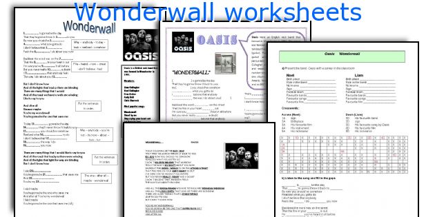 Wonderwall worksheets