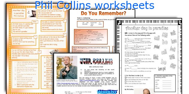 Phil Collins worksheets