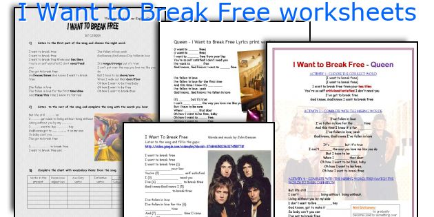 I Want to Break Free worksheets