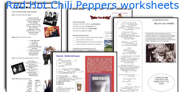 Red Hot Chili Peppers worksheets