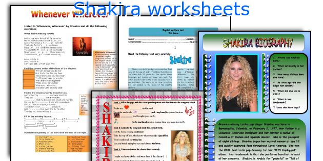 Shakira worksheets