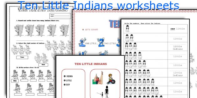 Ten Little Indians worksheets