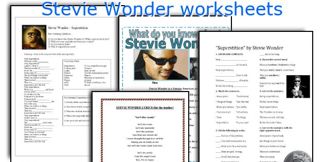 Stevie Wonder worksheets