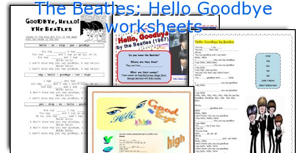 The Beatles: Hello Goodbye worksheets