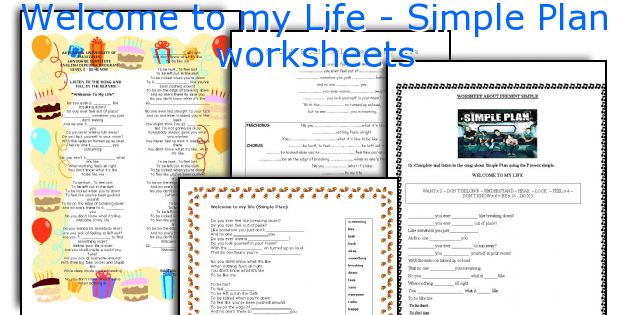 Welcome to my Life - Simple Plan worksheets