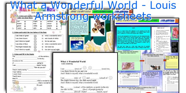 What a Wonderful World - Louis Armstrong worksheets