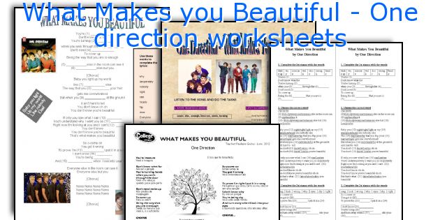 What Makes you Beautiful - One direction worksheets