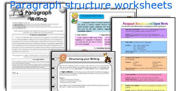 Paragraph structure worksheets