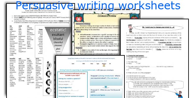 Persuasive writing worksheets