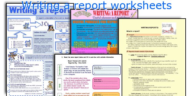 Writing a report worksheets