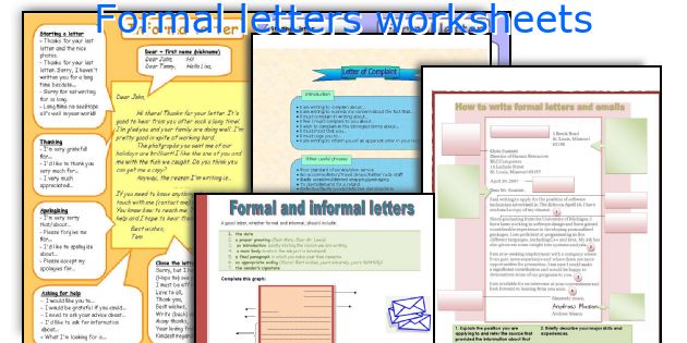 Formal letters worksheets