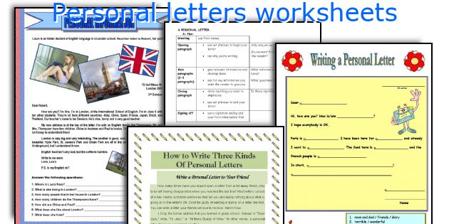 Personal letters worksheets