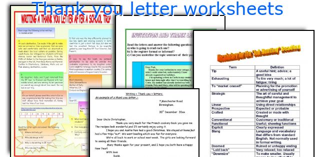 Thank you letter worksheets