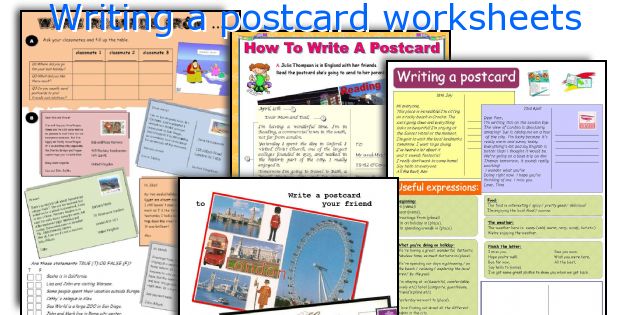 Writing a postcard worksheets